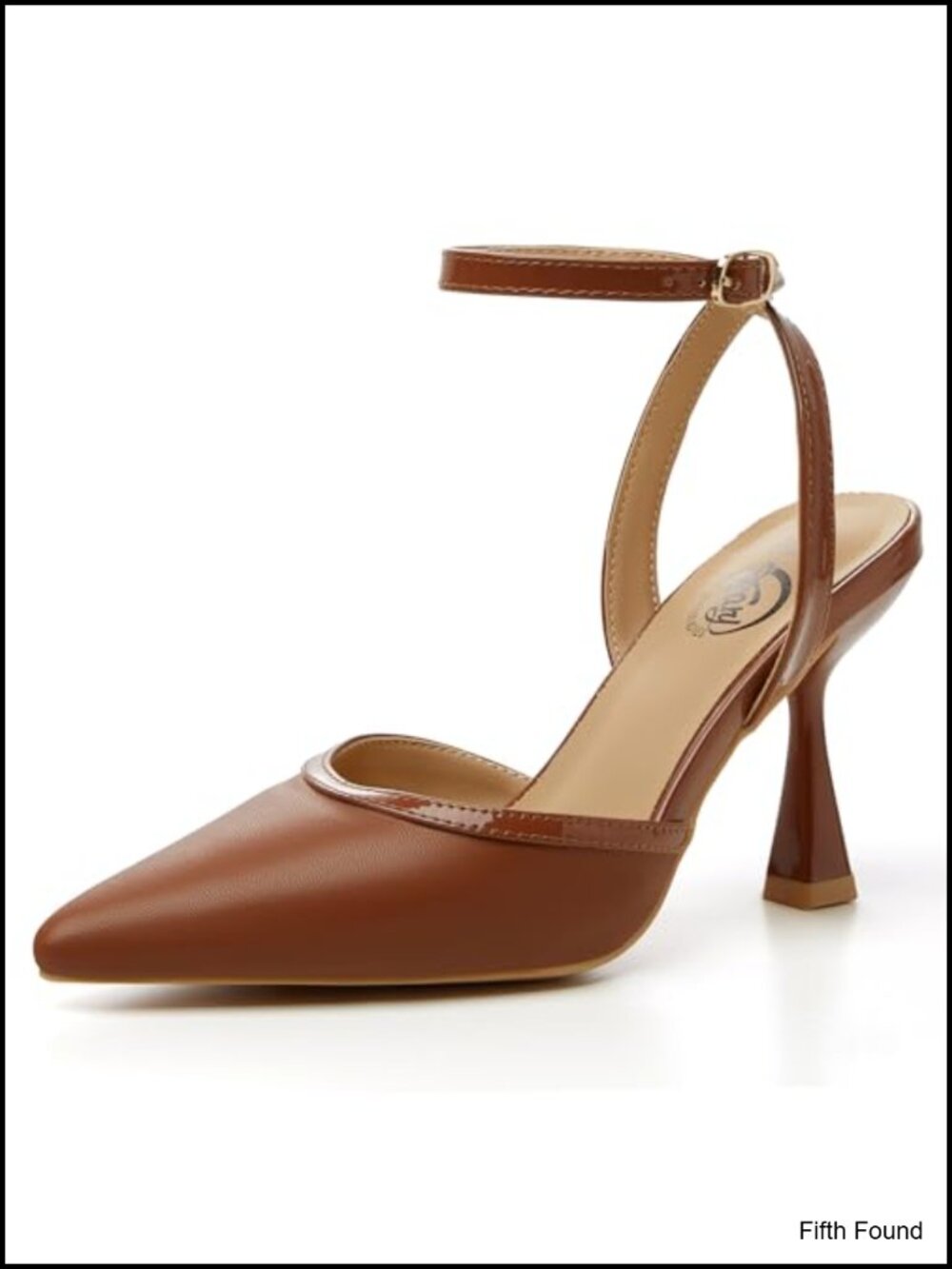 Slingback Pointed Toe Stiletto Heels Faux Leather Ankle Strap Formal Pumps